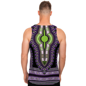 Black And Purple African Dashiki Print Men's Tank Top