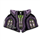 Black And Purple African Dashiki Print Muay Thai Boxing Shorts