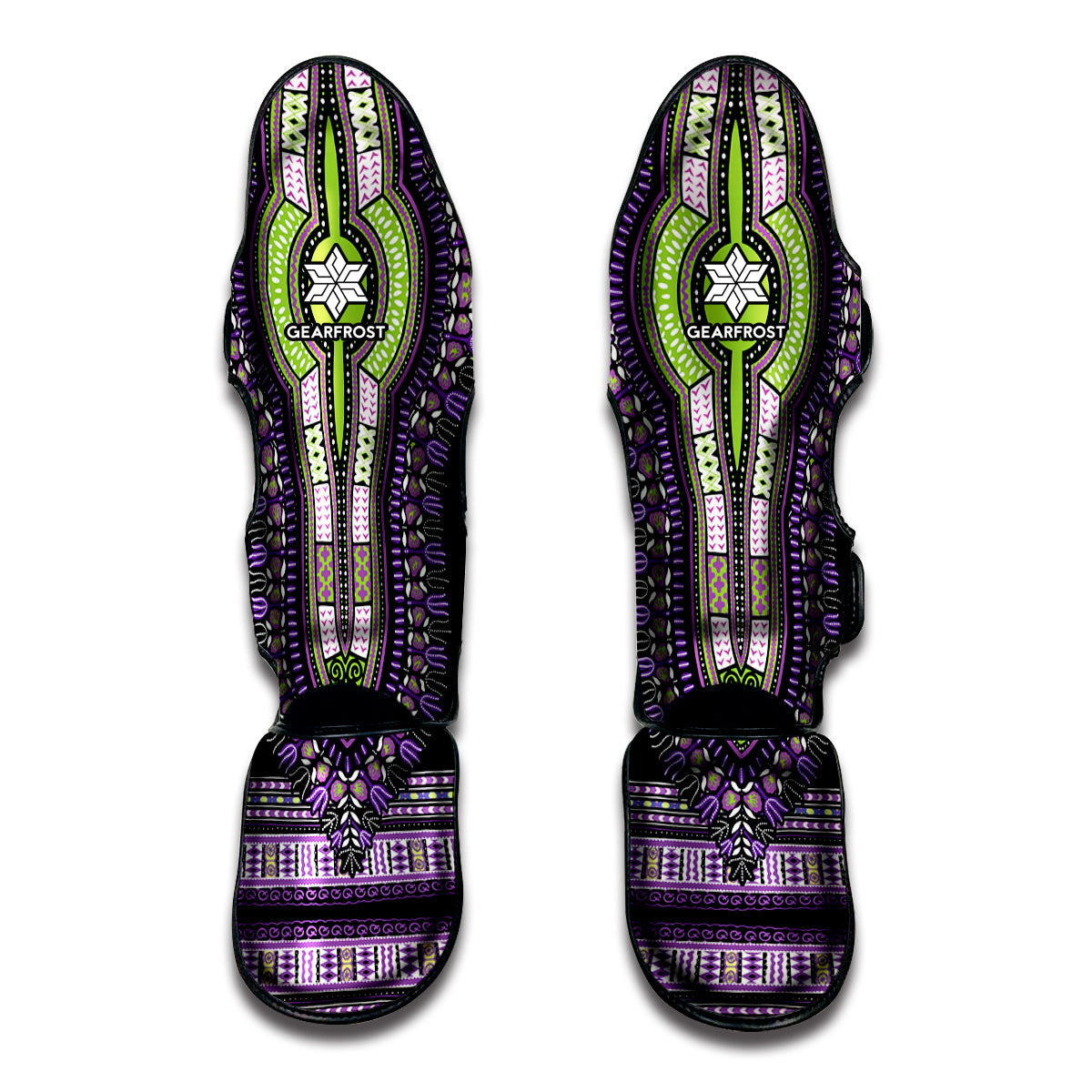 Black And Purple African Dashiki Print Muay Thai Shin Guard