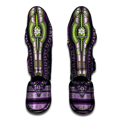 Black And Purple African Dashiki Print Muay Thai Shin Guard