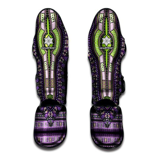 Black And Purple African Dashiki Print Muay Thai Shin Guard