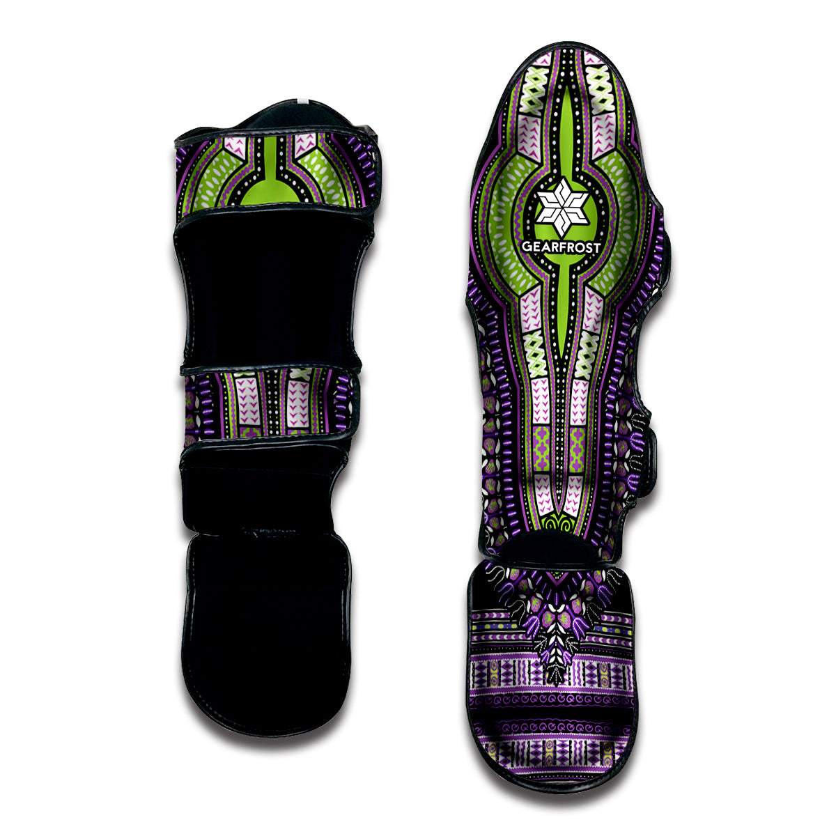 Black And Purple African Dashiki Print Muay Thai Shin Guard