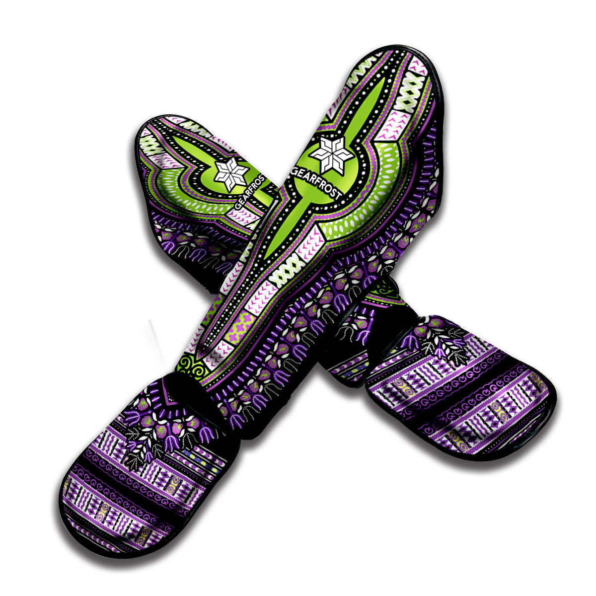 Black And Purple African Dashiki Print Muay Thai Shin Guard