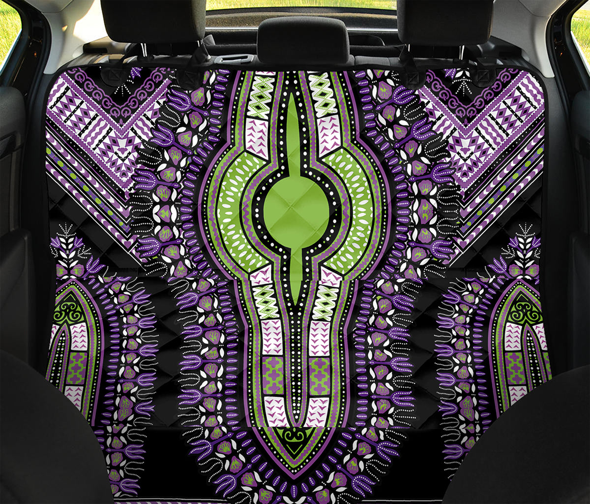 Black And Purple African Dashiki Print Pet Car Back Seat Cover