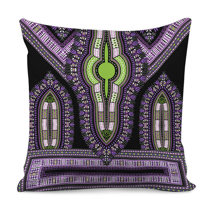 Black And Purple African Dashiki Print Pillow Cover