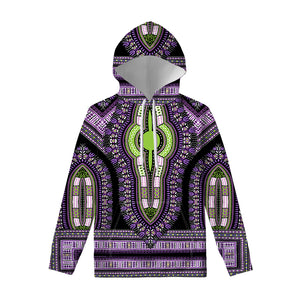 Black And Purple African Dashiki Print Pullover Hoodie