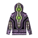 Black And Purple African Dashiki Print Pullover Hoodie