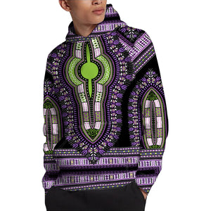 Black And Purple African Dashiki Print Pullover Hoodie