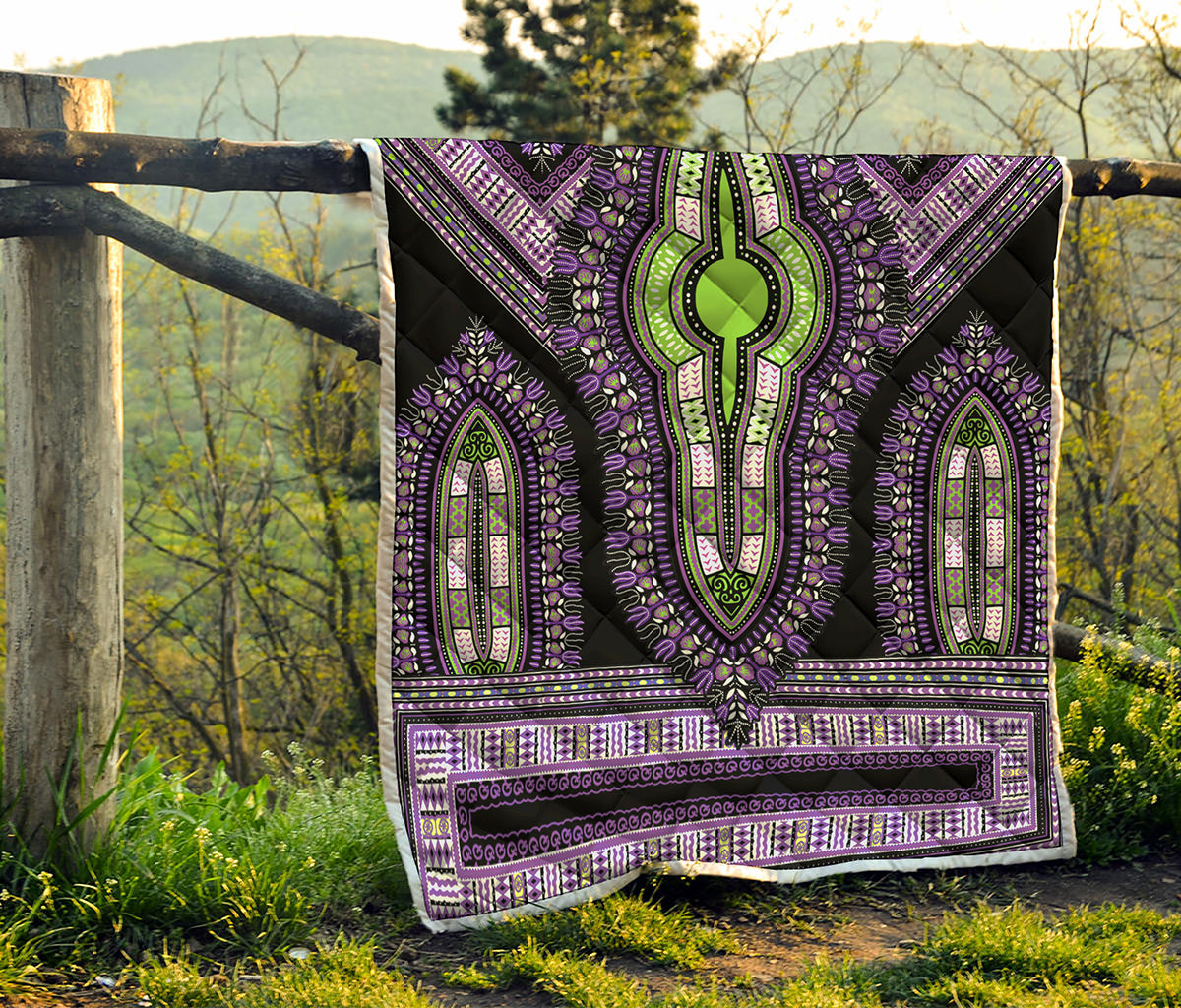 Black And Purple African Dashiki Print Quilt