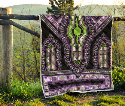 Black And Purple African Dashiki Print Quilt