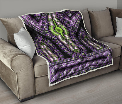 Black And Purple African Dashiki Print Quilt
