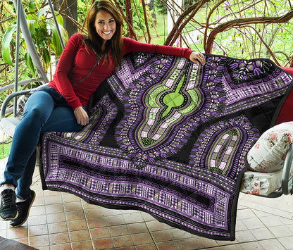 Black And Purple African Dashiki Print Quilt