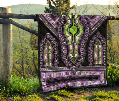 Black And Purple African Dashiki Print Quilt