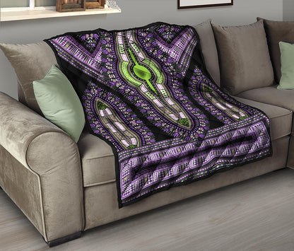Black And Purple African Dashiki Print Quilt