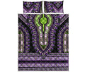 Black And Purple African Dashiki Print Quilt Bed Set