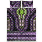 Black And Purple African Dashiki Print Quilt Bed Set