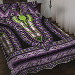 Black And Purple African Dashiki Print Quilt Bed Set
