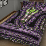 Black And Purple African Dashiki Print Quilt Bed Set