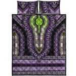 Black And Purple African Dashiki Print Quilt Bed Set
