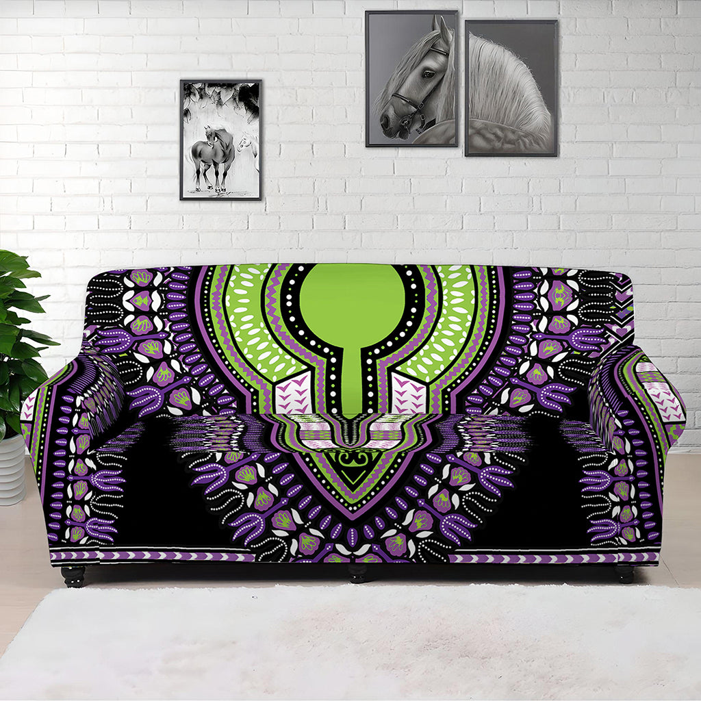 Black And Purple African Dashiki Print Sofa Cover