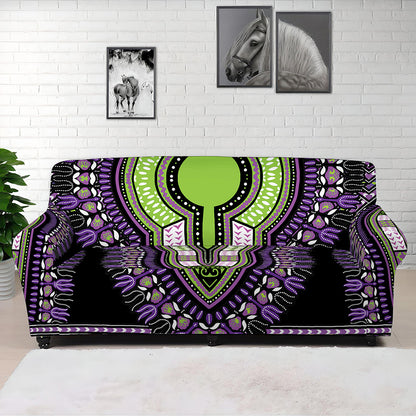 Black And Purple African Dashiki Print Sofa Cover