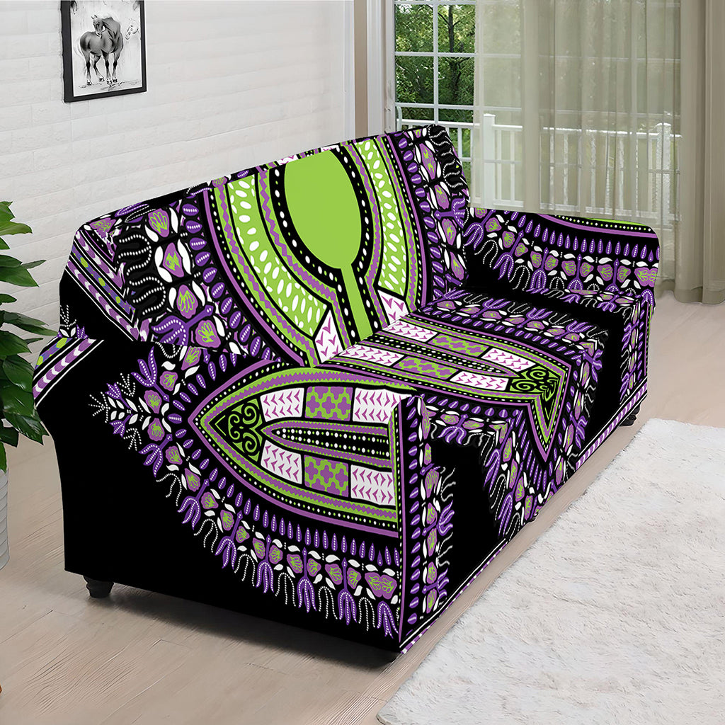 Black And Purple African Dashiki Print Sofa Cover
