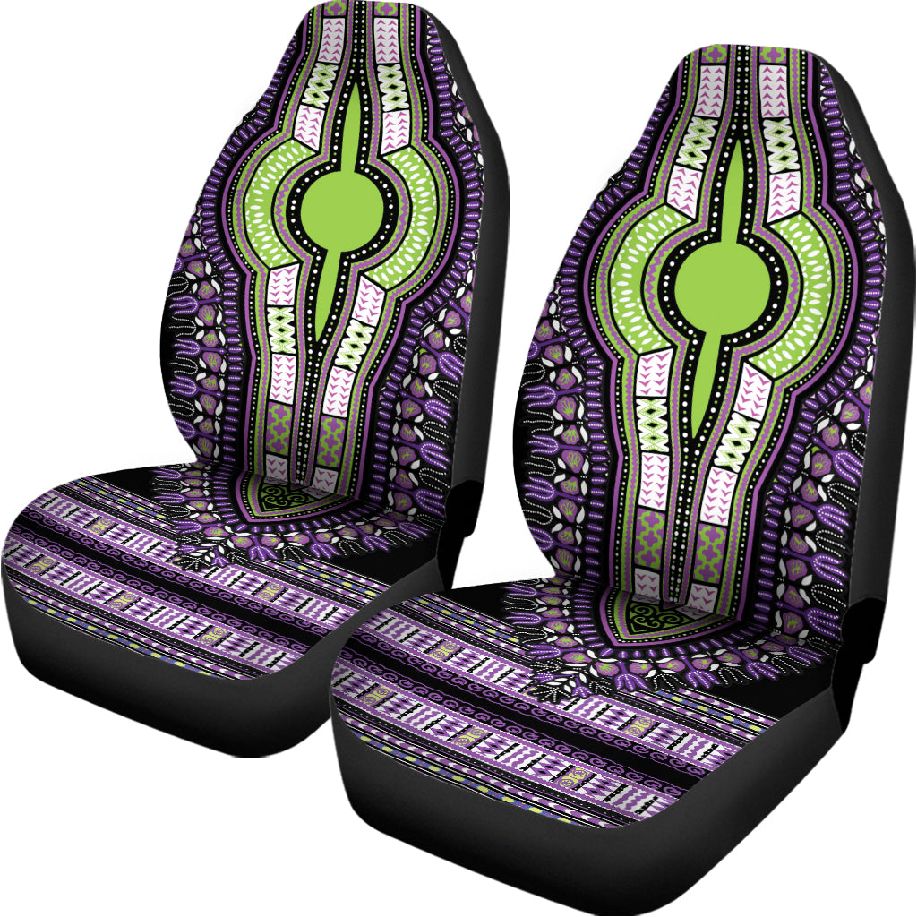 Black And Purple African Dashiki Print Universal Fit Car Seat Covers