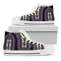 Black And Purple African Dashiki Print White High Top Sneakers