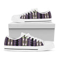Black And Purple African Dashiki Print White Low Top Sneakers