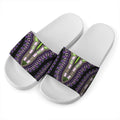 Black And Purple African Dashiki Print White Slide Sandals