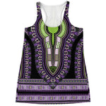 Black And Purple African Dashiki Print Women's Racerback Tank Top