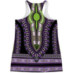 Black And Purple African Dashiki Print Women's Racerback Tank Top
