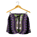 Black And Purple African Dashiki Print Women's Shorts