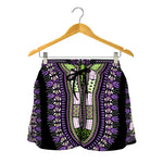 Black And Purple African Dashiki Print Women's Shorts