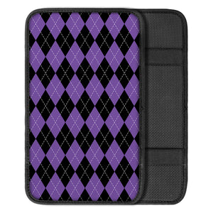 Black And Purple Argyle Pattern Print Car Center Console Cover