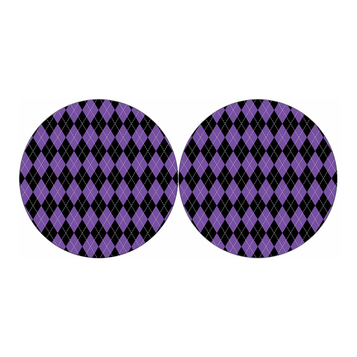 Black And Purple Argyle Pattern Print Car Coasters