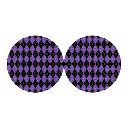 Black And Purple Argyle Pattern Print Car Coasters