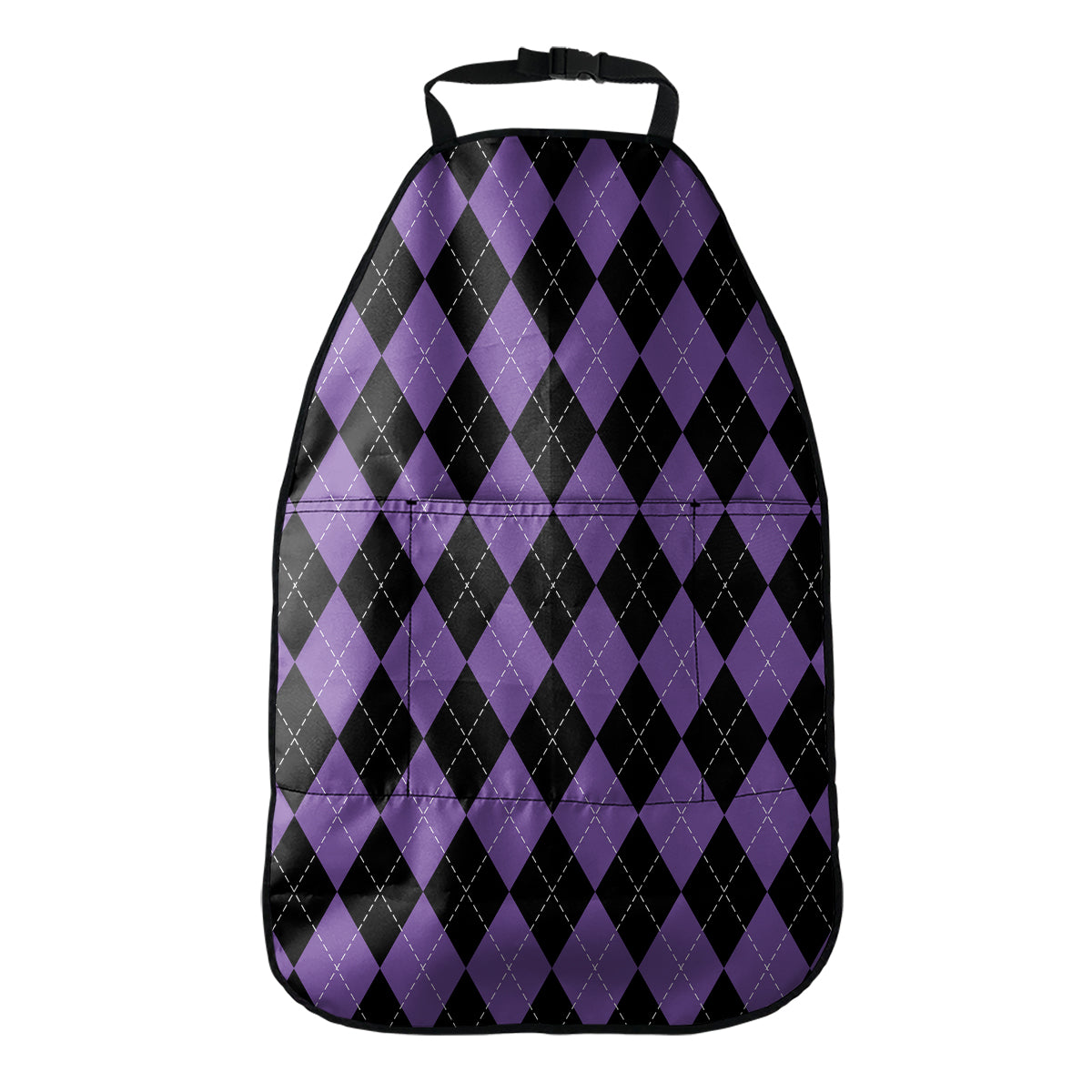 Black And Purple Argyle Pattern Print Car Seat Organizers