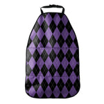 Black And Purple Argyle Pattern Print Car Seat Organizers
