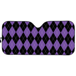 Black And Purple Argyle Pattern Print Car Sun Shade