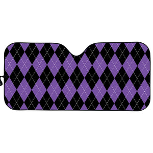 Black And Purple Argyle Pattern Print Car Sun Shade