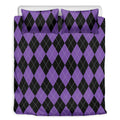 Black And Purple Argyle Pattern Print Duvet Cover Bedding Set
