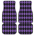 Black And Purple Argyle Pattern Print Front and Back Car Floor Mats