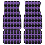 Black And Purple Argyle Pattern Print Front and Back Car Floor Mats