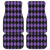 Black And Purple Argyle Pattern Print Front and Back Car Floor Mats