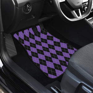 Black And Purple Argyle Pattern Print Front and Back Car Floor Mats