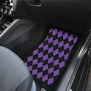 Black And Purple Argyle Pattern Print Front and Back Car Floor Mats