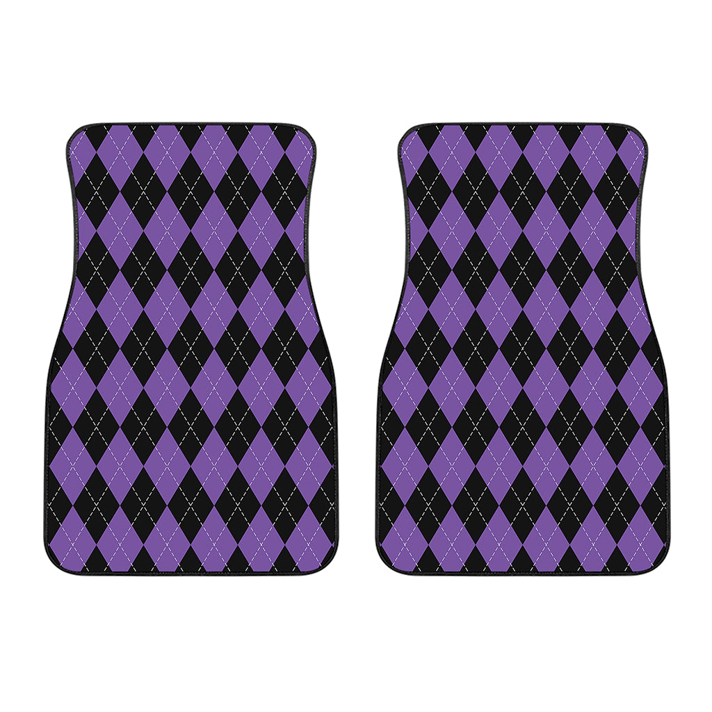 Black And Purple Argyle Pattern Print Front Car Floor Mats