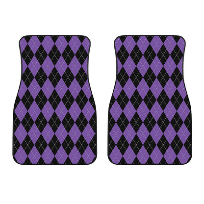 Black And Purple Argyle Pattern Print Front Car Floor Mats
