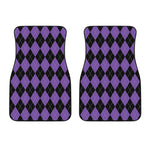 Black And Purple Argyle Pattern Print Front Car Floor Mats